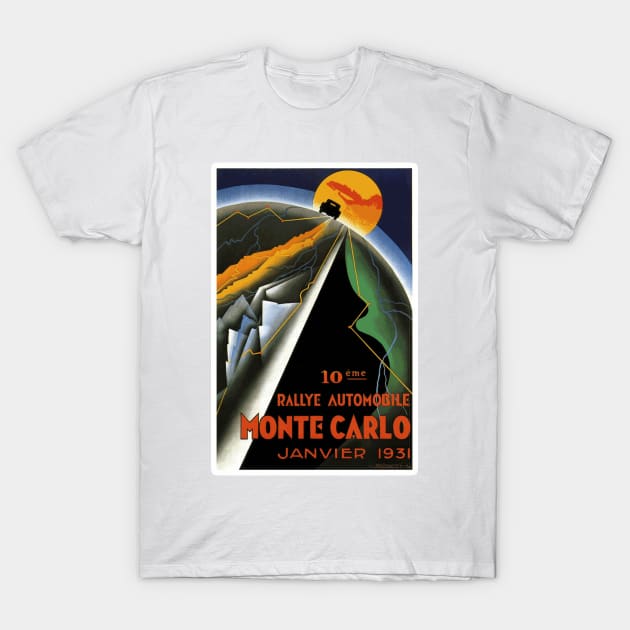 Monte Carlo Automotive Rallye, January 1931 Art Deco Poster Design T-Shirt by Naves